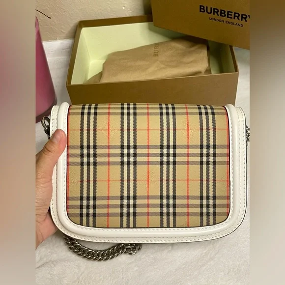 Like New Burberry Calfskin 1983 Knight Check Link Shoulder Bag - Picture 8 of 14